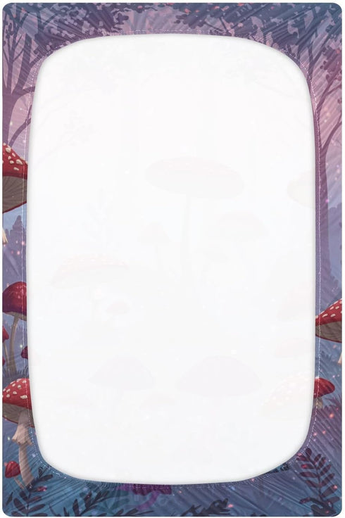YANENDIE 39 27 Inch Purple Forest Mushroom Crib Sheets - Boys & Girls Cotton Crib Sheet for Standard Crib and Toddler