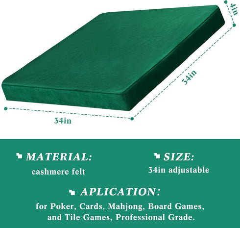 Included(Green,34 34 4 Inch) Frienda Game Table Cover Felt Game Tablecover Folding Tablecloth for Card for Playing