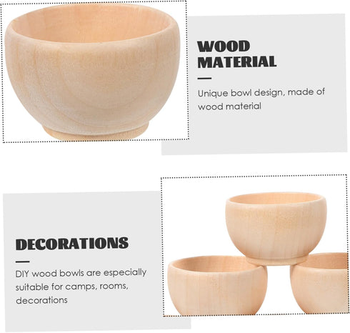 ORFOFE 10pcs Wooden Egg Holders Dipping Sauce Bowls Wooden Pinch Bowls Wooden Craft Bowls Small Wood Bowl Unfinished Wooden Bowls Wooden Bowl Toy Decor Candy Bowl Child Mini by ORFOFE