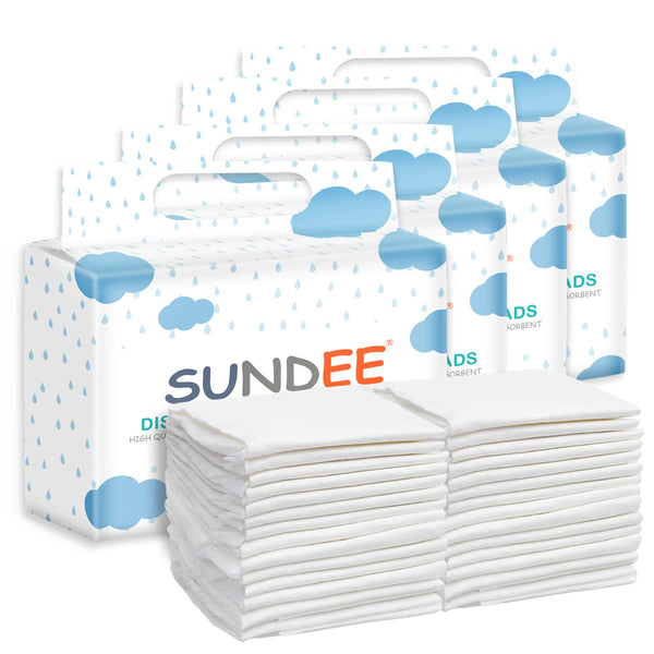 sundee Baby Disposable Changing Pad, 100 Pack Soft Non-Woven Fabric Breathable Waterproof Underpads,