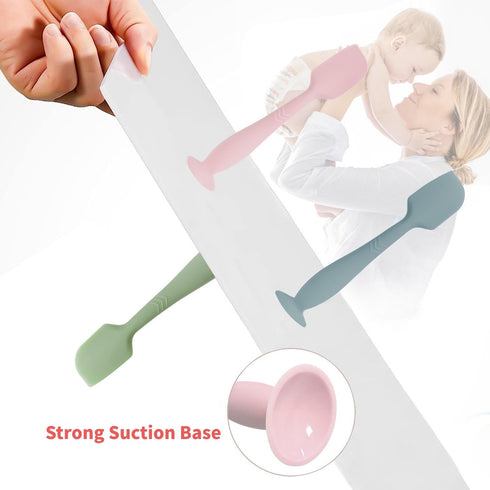 3 Pack Baby Diaper Cream Spatula Applicator, Soft Silicone Butt Paste Spatula with Suction Cup Base