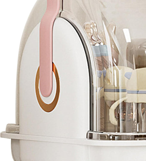 Pink Baby Bottle Organizer with Lid and Drainer