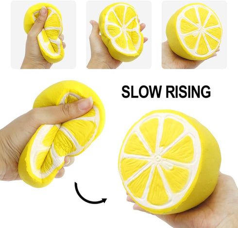 6PCS Jumbo Squishies Slow Rising Fruit Charms - Strawberry, Peach, Banana, Lemon, Watermelon, Pineapple
