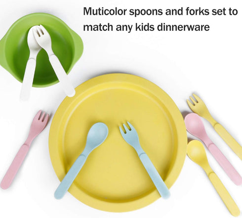 Shopwithgreen 10 PCS Bamboo Toddler Utensils Set - Kids Spoons and Forks Flatware, BPA Free, Dishwasher Safe