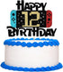 Video Game Happy 12th Birthday Cake Topper, Boy's 12th Birthday Level Up Party Decoration Supplies