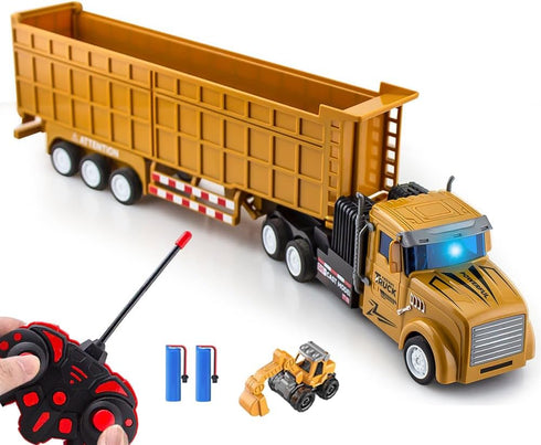 Remote Control Dump Toy for Kids - 17.3" RC Semi Truck with