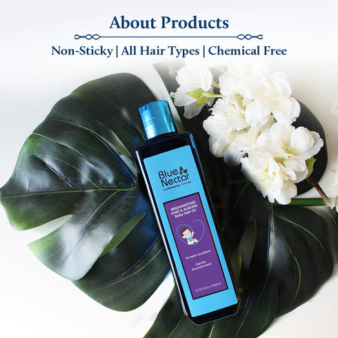(18 200 ml) Blue Nectar Ayurvedic Baby Hair Oil with Organic Ghee, Almond Oil, Coconut Oil & Olive Oil for Hair