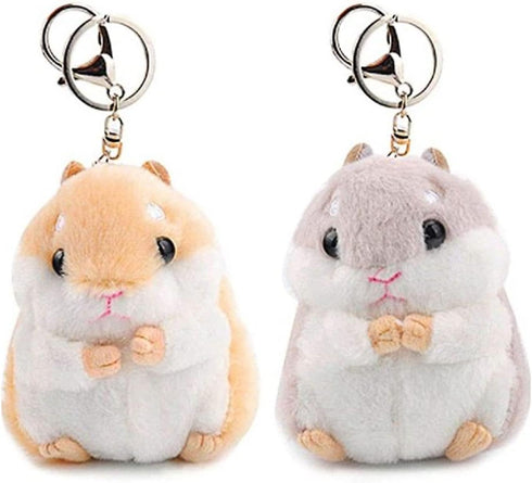 RAYNAG Set of 2 Cute Hamster Plush Keychains Stuffed Animals Keyring Charm