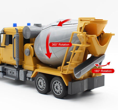 6 1:24 360 Fistone RC Cement Mixer Toy, Channel Truck with Lights, Electric Degree Stirring Vehicle, Rechargeable