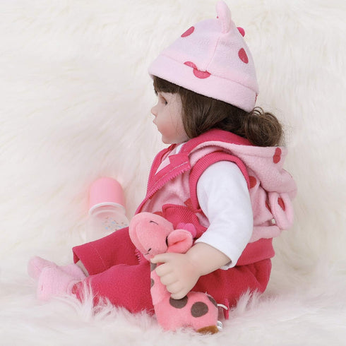 ENADOLL Reborn Baby Doll, Realistic Silicone Vinyl Polka Dot Giraffe Baby 16 inch Weighted Doll Gift Set