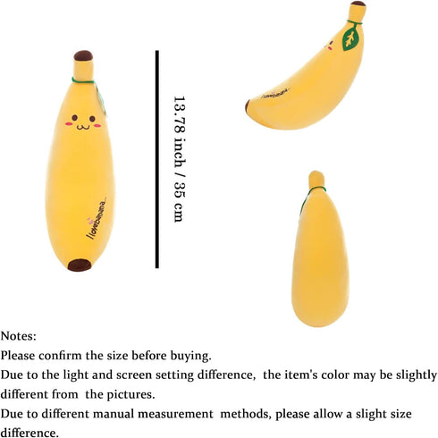Banana Plush Pillow, Stuffed Banana Plushie Cute Fruit Toy for Kids, 13.7 inch