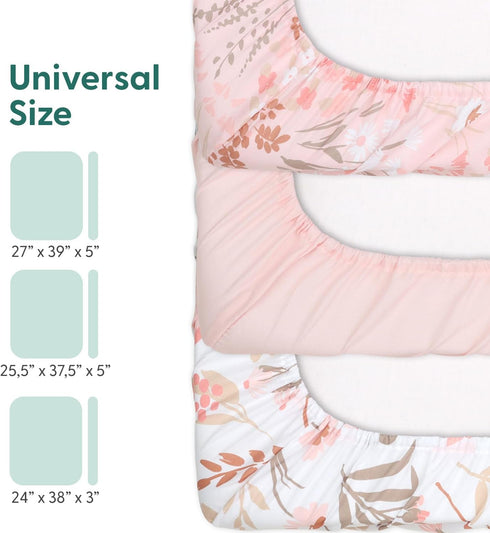 3 Pack Pack Pack The Peanutshell and Play Crib Sheets Fitted - Universal N Play Sheets for and Play Mattress, Soft