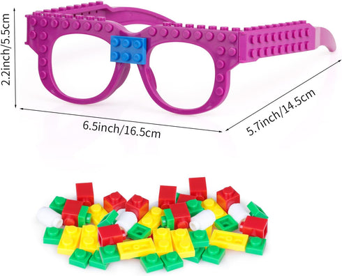 Fowecelt 6 Pcs DIY Building Bricks Glasses, Building Blocks Games for Kids Birthday Party Favors, Boys Girls Carnival