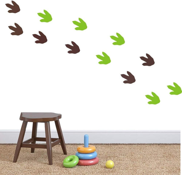 24 Dinosaur Footprint Wall Stickers, Cute Vinyl Decals for Kids Nursery, Removable Dinosaur Art for Wall Decor