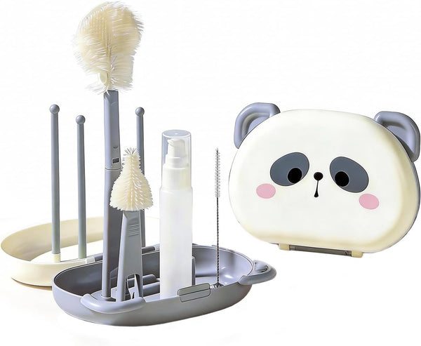 ihaveababy Portable Bottle Brush Set - Baby Travel Bottle Cleaner Kit with Silicone