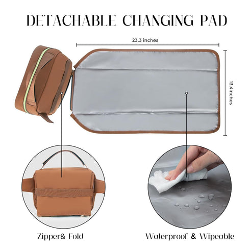 Pack printe Small Diaper Bag with Portable Changing Pad, Crossbody Diaper with Wipes Pocket, Women Waist Bag
