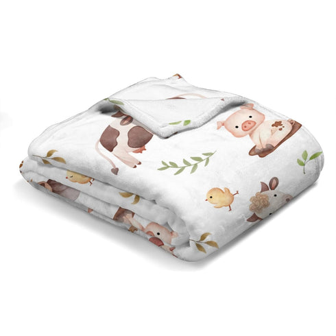 Watercolor Farm Baby Blanket for Boy Girl Farm Animals Pig Goat Horse Cow Chick Rooster Duck Leaves Swaddle Blankets Toddler Nursery Crib Bed Throw Blanket Receiving Blankets 30x40 by KASTLEE