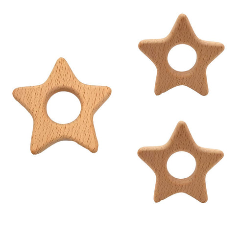 Lovely Cartoon Wood Star Teether Pure Natural Animal Shape Beech Wooden Handmade Pattern DIY Jewelry Making Necklace Pendant (10pcs)