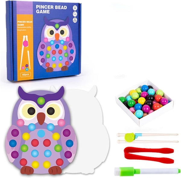 shenhailan Montessori Wooden Clip Bead Board Game - Fine Motor Skills Toys for Boys and Girls 3-5 Years Old