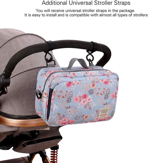 MOMIGO Outdoor Baby Diaper Caddy - Stylish Pink Stroller Bag