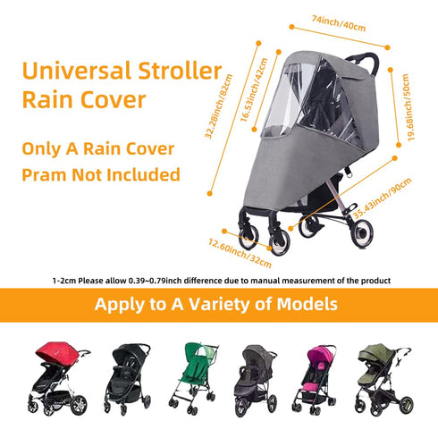 Lydomie Stroller Rain Cover, Baby Travel Weather Shield Windproof and Waterproof Protect from Dust and Snow, Universal