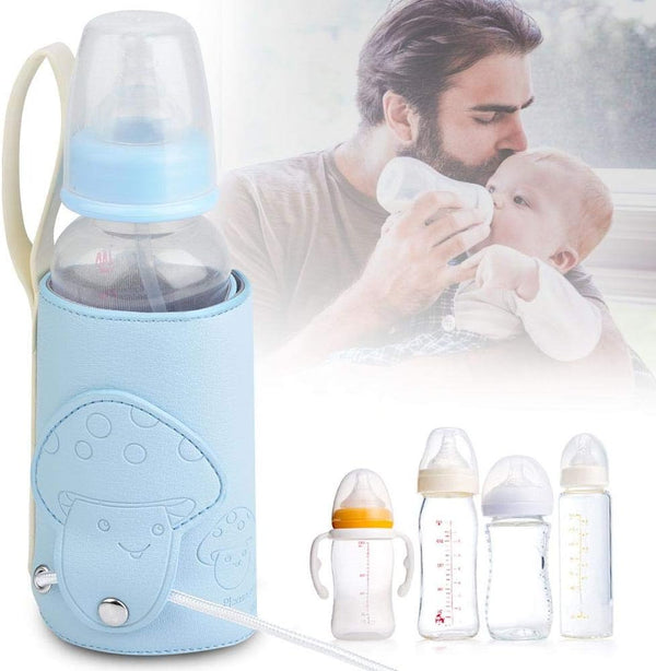 Qinlorgo Bottle Warmer, 10W USB Microfiber PU Baby Bottle Warmer Travel Bottle Warmer