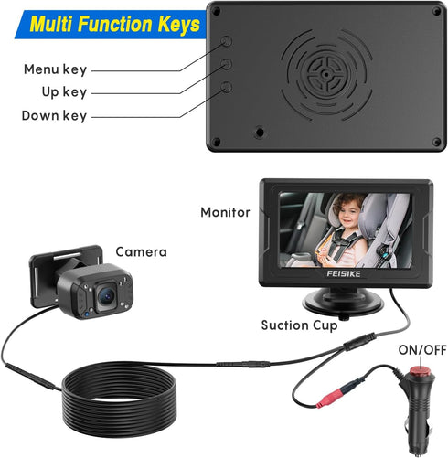 FEISIKE 4.3'' 360 149 3 Baby Car Camera, Back Seat Baby Car Camera Mirror for Crystal Infrared Night Vision, Rotation