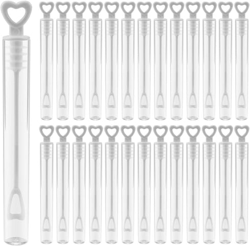 50 PCS Bubble Wand, White Heart Bubble Stick Tube, Wedding Bubbles Toy for Anniversaries and Festivals