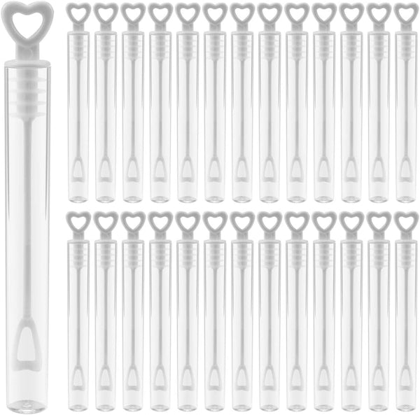 50 PCS Bubble Wand, White Heart Bubble Stick Tube, Wedding Bubbles Toy for Anniversaries and Festivals
