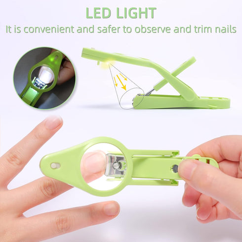 Nail Clippers with Fold-Away Magnifier and LED Light, Lighted Nail Clipper for Elderly Seniors Pets and Baby