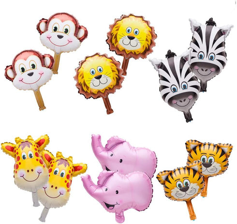 SUN-E 12PCS Mini Animals Balloons Jungle Safari Theme Birthday Party Decorations for Kids