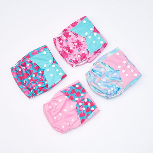 Happy Flute 4 Sets HappyFlute Newborn Baby Cloth Pocket Diapers One Size Adjustable Reusable for Baby Boys and Girls(No