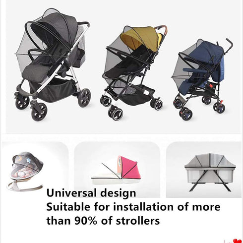 Stroller Mosquito Net, Baby Bassinet Net Cover, Universal Pram Zipper Mesh Bug Net for Pushchair