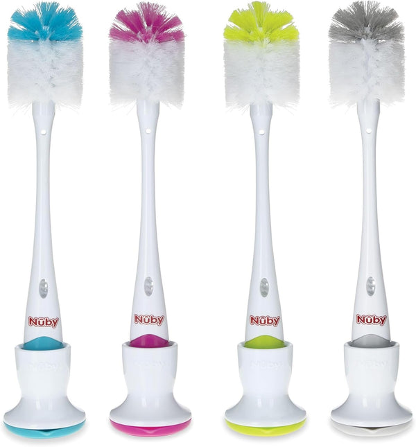 Nuby 2 in 1 Bottle and Nipple Brush with Stand, 1 Pack,