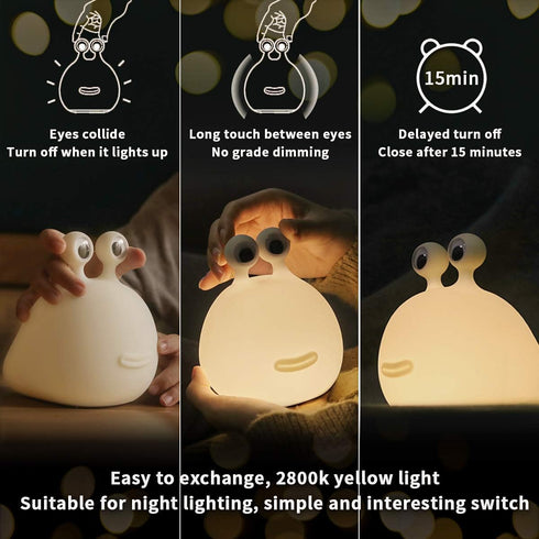 MUID Original Authentic Slug Night Light, Nursery Squishy Lamp, Cute Animal Bedside Lamp for Kids, Soft Silicone Light