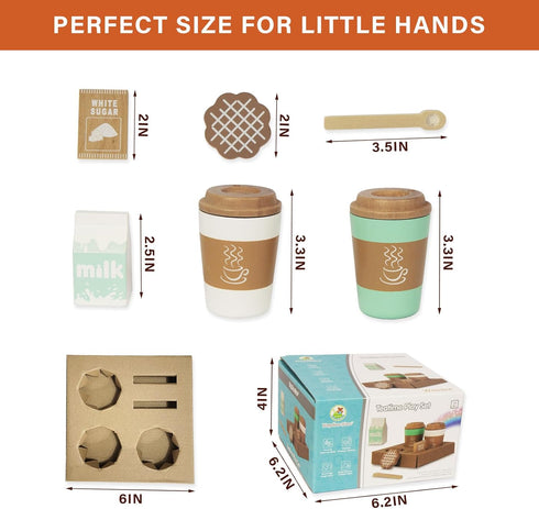 Pretend Play Coffee Cup Toys - Wooden Kitchen Accessories for Kids, Educational Birthday Gift