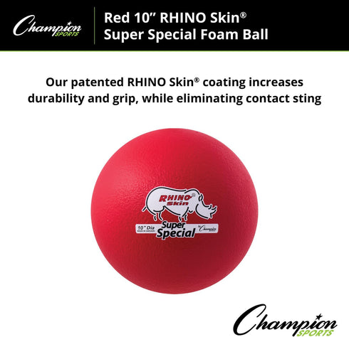 Champion Sports Super Special Rhino Skin Ball, Red, 10 Inch