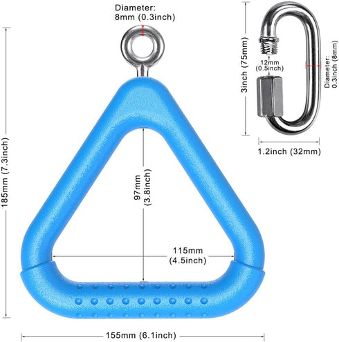 Dolibest 4Pcs Trapeze Swing Bar Rings with Carabiners for Ninja Swing Set Accessories, Monkey Ring Toys for Kids