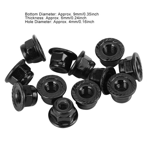 12PCS 4mm Nonslip Wheel Lock Nut Spare Parts for Axial TRX4 TRX6 SCX10 1/10 RC Model Car, Black