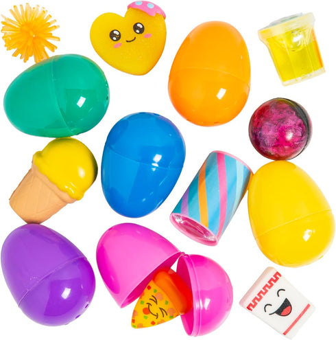 2 1/2" 100 Fun Express Bulk Pc. Food-Themed Toy-Filled Plastic Easter Eggs, Great for School, Church and Neighborhood