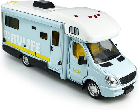 3 4 5 6 7 8 Toy Camper RV Motorhome Toys for Boys Girls Diecast Metal Vehicle Pretend Play Pull Back Model Car Doors