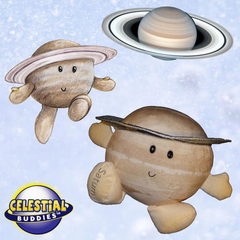 10" 0+ Celestial Buddies Saturn Buddy | Soft Stuffed Plush, Embroidered Features, Fun Planet Facts Tag for Kids STEM