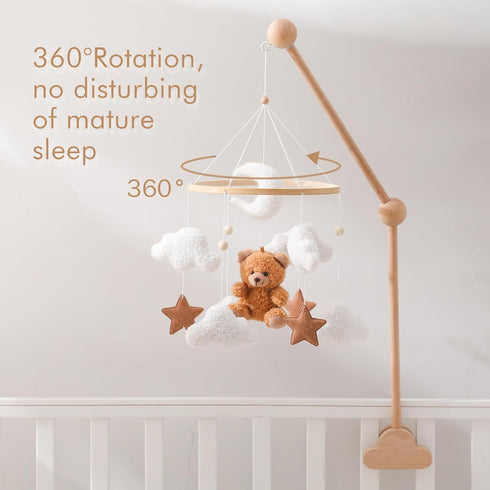 EERKEOD Baby Crib Mobile Bear Nursery Mobile for Boys Girls Teddy Velvet Mobile Nursery Decor for Infant Bedroom