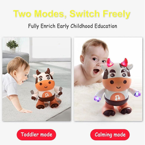 rafonie Dance Cow Light up Dancing Cow for Active Fun, Dancing Cow Toy, Musical Cute Cow, Interactive Music Crawling