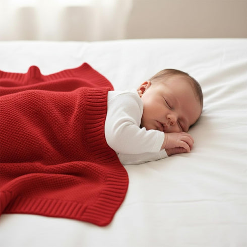 Cozy 30 30 Inches Baby Knit Blanket Soft Cotton Lightweight Newborn Blanket for Crib Stroller Toddler Nursery Shower