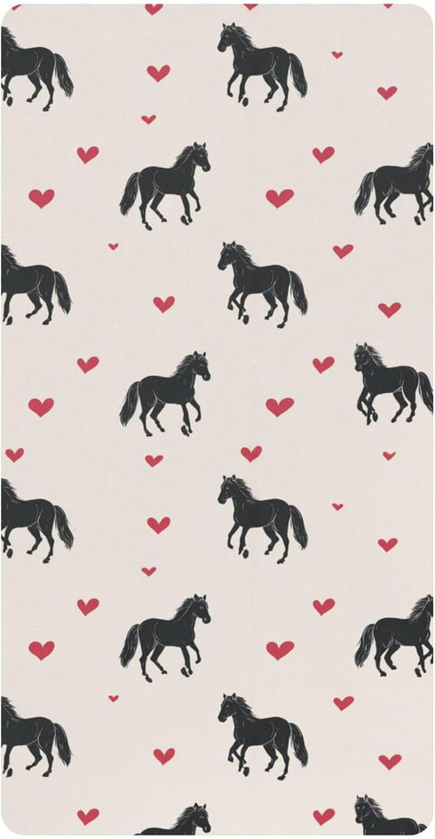 Mazeann Western Horses Heart Crib Sheets Soft Breathable Fitted Cotton Baby Crib Sheets