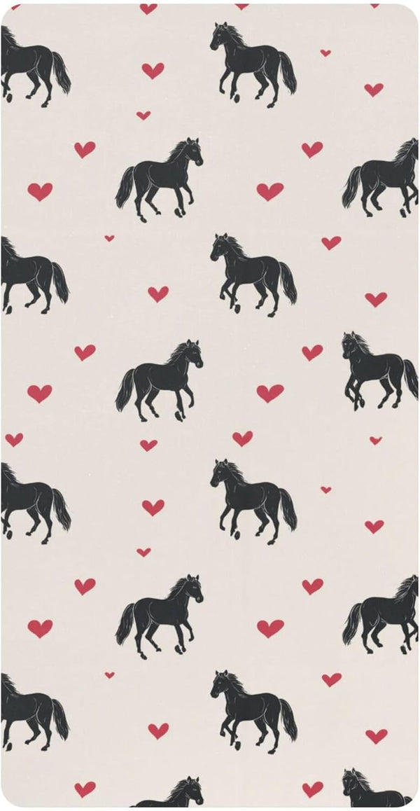 Mazeann Western Horses Heart Crib Sheets Soft Breathable Fitted Cotton Baby Crib Sheets