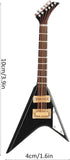Pssopp Wooden Miniature Electric Guitar, Mini Black Dollhouse Guitar Model with Stand and Case
