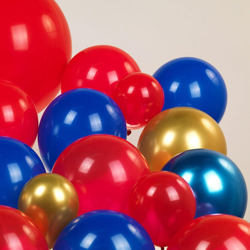 Kozee Red Blue Gold Balloon Garland Arch Kit, 130 PCS Chrome Blue for Kid Video Game Birthday Party