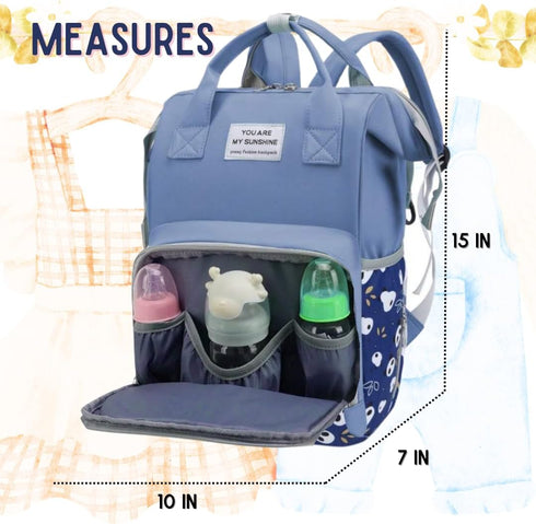 MARYAS Backpack Small Diaper Bag for Baby Boy with Insulated Pockets, Stroller Straps. Blue Baby Bag for Mom Dad.